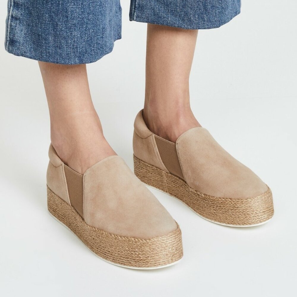 Vince Platform Wilden Espadrille Suede Sneakers Jute Size 6.5